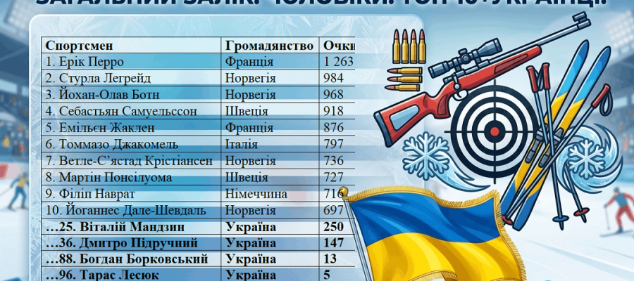 Кубок світу з біатлону. Фінальний загальний залік у чоловіки: скільки очок набрали українці (фото)