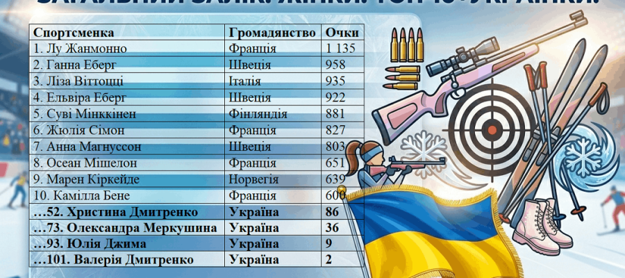 Кубок світу з біатлону. Фінальний загальний залік у жінок: скільки очок набрали українки (фото)